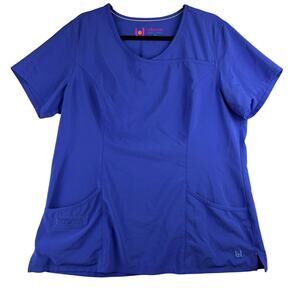 Urbane Performance Scrub Top Women's XL Cobalt Blue Uniform Nurse Medical Pocket
